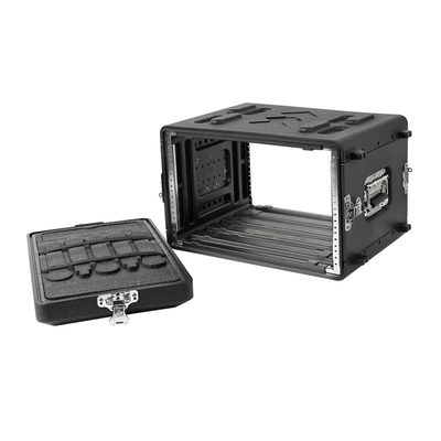 Black 6U Flight ติดตั้งแร็ค Road Case PE 15 &quot;ความลึกสำหรับเครื่องขยายเสียง