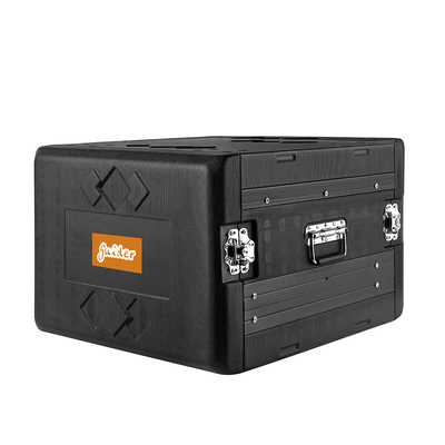 Twist Latches PE 20&quot; ความลึก Rack 8u Flight Case กันฝุ่นสีดำ