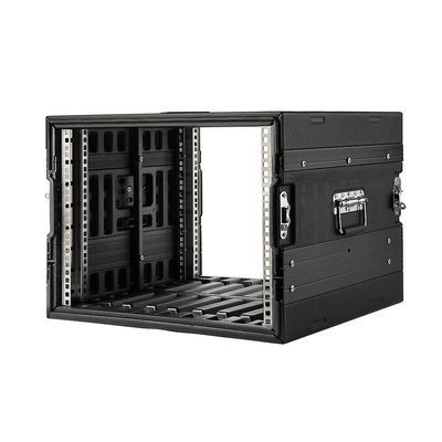 Twist Latches PE 20&quot; ความลึก Rack 8u Flight Case กันฝุ่นสีดำ