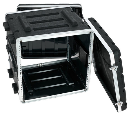 4 Twist Locks Black ติดตั้งแร็ค Case 17&quot; ความลึก ABS 10u Rolling Rack Case
