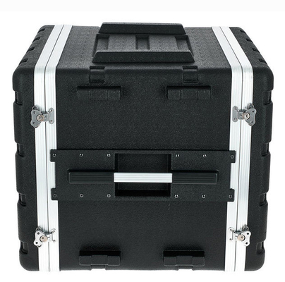 4 Twist Locks Black ติดตั้งแร็ค Case 17&quot; ความลึก ABS 10u Rolling Rack Case