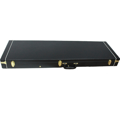 OEM กล่องไม้กีตาร์ไฟฟ้ารูปสี่เหลี่ยมผืนผ้าฟิตติ้งทอง